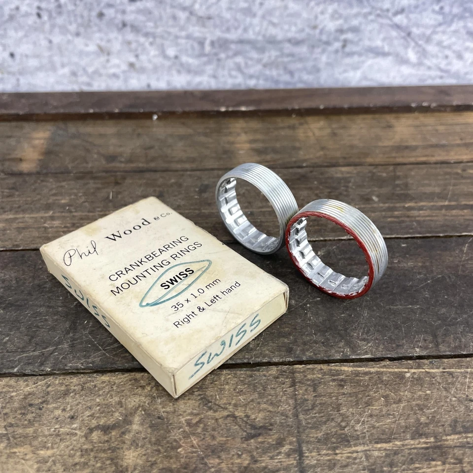 Phil Wood SWISS Bottom Braket Mounting Rings 35x1.0 Aluminum Vintage NOS New - Image 1 of 4