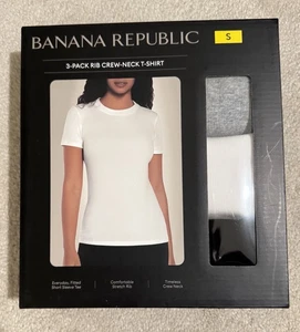 NEW Banana Republic Women's 3-Pack Rib Crew-Neck T-Shirt Size. Small S - Picture 1 of 2