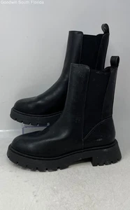 Asos Womens Black Leather Round Toe Mid Heel Ankle Chelsea Boots Size 9 - Picture 1 of 7
