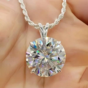 Zertifizierter 10 kt weißer Diamant Solitär Anhänger in 925 Sterlingsilber als Geschenk - Bild 1 von 8