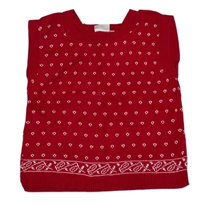Vintage 80’s 90’s Women’s Size Medium Red Sweater Vest Sleeveless Pullover - Picture 1 of 11