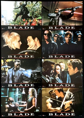 Juego de póster de tarjetas de vestíbulo de película BLADE Wesley Snipes Marvel Cazador de vampiros terror casi nuevo Foto 1 de 2