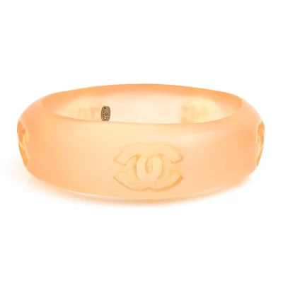 Auténtico Brazalete Brazalete CHANEL CC Logo Beige Naranja Plástico - e60801g Foto 1 de 4