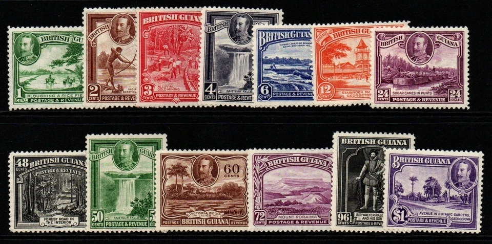 JUEGO DEFINITIVO GUYANA BRITÁNICA SG288/300 1934-51 MNH Foto 1 de 1