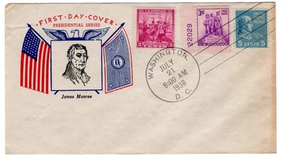 #810 Presidential Series 5c James Monroe 1938 FDC - Planty #5 - Image 1 of 2