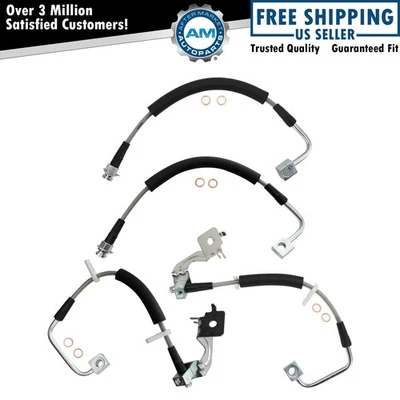 Комплект тормозных шлангов из нержавеющей стали подходит для Chrysler 08-11 Dodge 09-11 Volkswagen 2008-2011 годов выпуска - Изображение 1 из 4