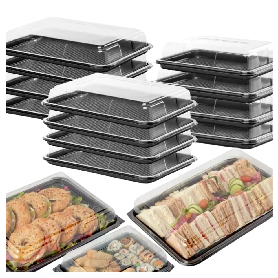 Large Sandwich Platters Trays With Lids Plastic For Party Food Catering Buffets