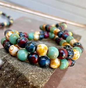 Picasso Mix Tschechische Glasperlen 4 mm Rund 50 Stück Opak Glatt Druk #FS - Bild 1 von 7