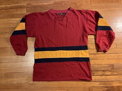 Suéter de hockey con cordones vintage J Peterman para hombre extra grande rojo años 90 Foto 1 de 4