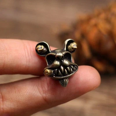 Pulsera colgante de latón hágalo usted mismo con cordón de cuchillo Paracord calavera de rata EDC para fumar Foto 1 de 4