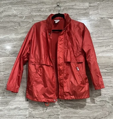 SPEEDO 复古风衣夹克网眼红色带盖帽,拉链 M 码 — 第 1/4 张图片