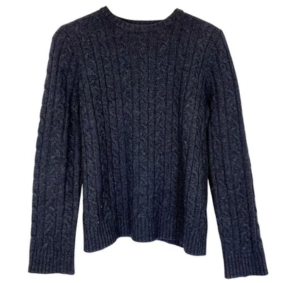 Suéter De Colección Lauren Ralph Lauren Para Mujer L Gris Tejido con Cable Crew Lana Cachemira Top Foto 1 de 4