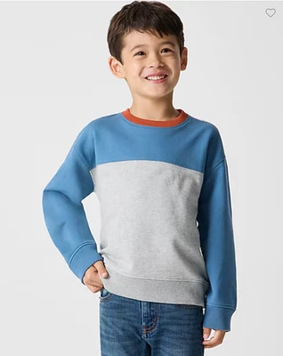 NWT J.Crew Crewcut Boys' Relaxed Colorblock Sweatshirt, Gray Blue Red/XXL(15/16) - Image 1 of 4