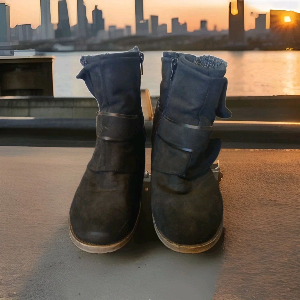 Jellypop ботинки женщин 8 M Альпы ботинок черная замша на танкетке молнии пряжка - Изображение 1 из 4