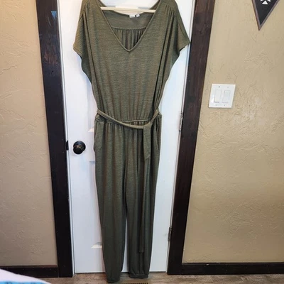 GAP Women's Olive Green Jumpsuit with Belt, Size Large Tall - Image 1 of 4