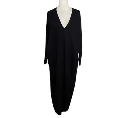 Maxi Vestido Bryn Walker Negro Talla Pequeña Manga Larga Modal Elastizado Hasta el Tobillo Foto 1 de 4