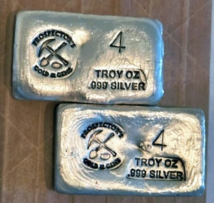 Schürfer Gold & Edelsteine 4 Feinunzen gegossene Silberbarren 999 Feinsilber (2 Stück)⚒️ - Bild 1 von 8