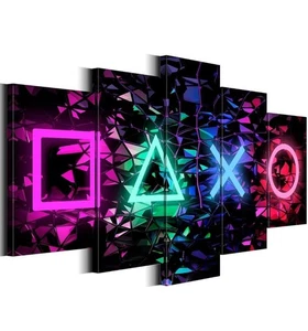 Gamer Neon Symbol Canvas Wall Art – 5 Piece Set, Small, Wall Decor - Foto 1 di 10