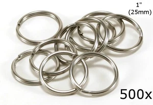 Stainless Steel Key Rings 1" (25mm) Split Ring, Wholesale LOT 500 - Picture 1 of 1