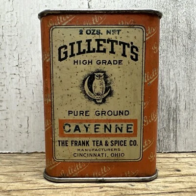 De colección Gillett’s Spice Tin Box Cayenne Frank’s Tea Cincinnati Ohio Publicidad Foto 1 de 4