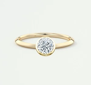 5/8 Ct Round F/VS Lab Created Grown Diamond Solitaire Ring Bezel 18K Yellow Gold - Picture 1 of 1