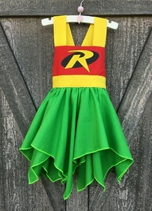Superhero Robin Costume- Superhero Halloween Girl Costume- Superhero Dress - Picture 1 of 1