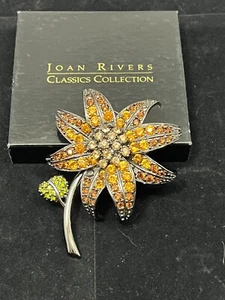 Joan Rivers Amber Topaz Lily Flower Brooch - Picture 1 of 9