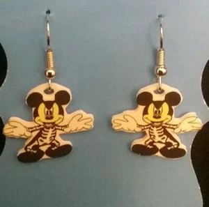 Skeleton Mickey Mouse Spooky Halloween Earrings Mickey in costume bones - Picture 1 of 2