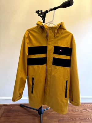 CHAQUETA CORTAVIENTOS/LLUVIA AMARILLA RARA GRANDE HOMBRE Tommy Hilfiger capucha cremallera completa Foto 1 de 4