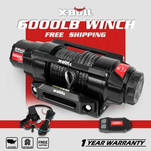 X-BULL Electric Winch 6000lbs NEW Synthetic Rope Trailer Towing Truck 4WD - Picture 1 of 8