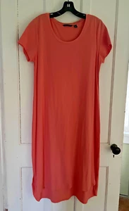 H by Halston Peach Knit Short Sleeves Tee Shirt Long Dress Size M - Picture 1 of 4