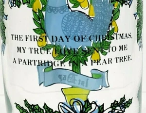The 1st Day of Christmas With Lyrics on Back of Glass 12 Days of Christmas 10 Oz - Picture 1 of 7
