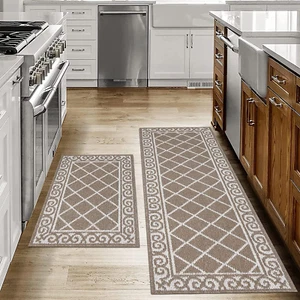Kitchen Rug Sets 2 Piece with Runner Non Slip Kitchen Rugs and Mats Wash - Picture 1 of 8
