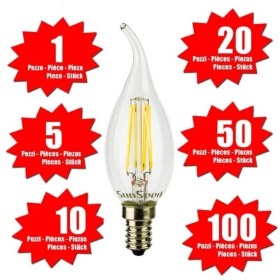 SunSeed Lampadina E14 Filamento LED 6W Colpo di Vento 806 Lm Luce Naturale 4000K - Immagine 1 di 4