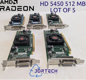 Lot of 5 AMD RADEON HD 5450 512MB GDDR3 PCIe GPU DMS59 Video Card Tested - Picture 1 of 5