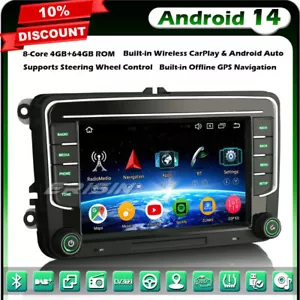 64GB Android 14 GPS Autoradio für VW Passat Golf V VI Polo Tiguan T5 Caddy Seat - Bild 1 von 24