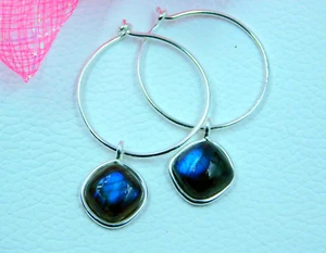 Captivating 925 Silver Infinity Earrings Timeless Style With Natural Labradorite - Picture 1 of 6
