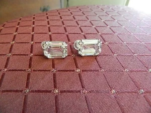 Swarovski Emerald Cut Clip On Earrings - Picture 1 of 4