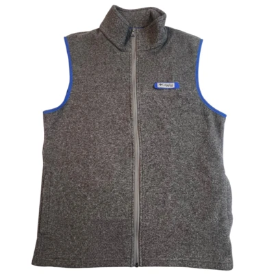 Columbia Fleece Vest Mens Medium Gray PFG Preppy Outdoor Full Zip Cabincore Coat - Image 1 of 4