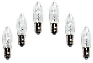 6 Stück Topkerze 34 V 3W E10 innen Spitzkerze Riffelkerze für 7er Lichterkette - Bild 1 von 1