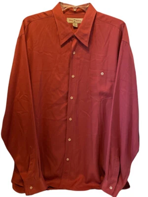 Camisa Tommy Bahama Hombre Talla XL Seda Fucsia Manga Larga Abotonada LEER Foto 1 de 4