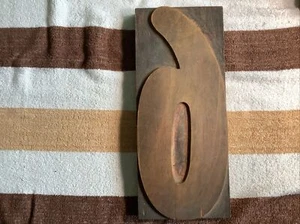 Vintage Druck Buchdruck Holz Schrift Drucker Block große Nummer 6 oder 9 - Bild 1 von 5