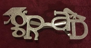 Graduation Glasses Silver GLITTER School Costume Grad Party Accessory - Picture 1 of 4