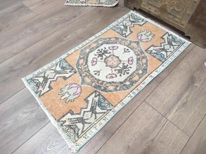 Wool Rug, Handmade Rug, Turkish Rug, Vintage Rug, Handwoven Rug, 1.5 x 2.9 Ft - Picture 1 of 10