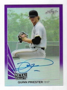Quinn Priester 2019 LEAF METAL DRAFT MLB AUTOGRAPH CARD Brewers AUTO Purple /25 - Picture 1 of 2