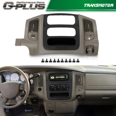 Bisel de tablero de radio apto para Dodge Ram 02-05 con panel de control climático beige negro Foto 1 de 4