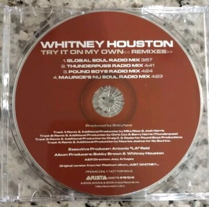 RARE Whitney Houston TRY IT ON MY OWN Remixes PromoCD Exclusive Mike Rizzo Mix! - Picture 1 of 2