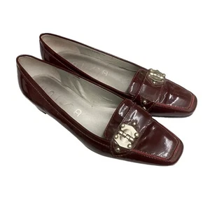 Unisa Burgundy Patent Leather Buckle Flat Heel Shoes Size 7.5 - Picture 1 of 6