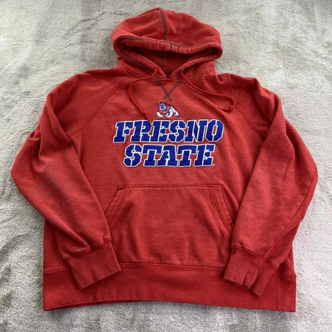Fresno State Bulldogs Sweatshirt Mens Large Red Hoodie Champion College Pullover Cover