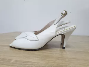 Pandora by Nil Simile Women's White Leather Peep Toe Slingback Heels UK5, EU38 - Picture 1 of 7
